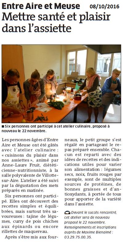 Atelier cuisine à Pierrefitte sur Aire - Octobre 2016